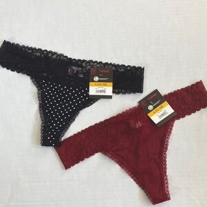 NWT satin and lace thongs size Large 11 13 LOT underwear panties